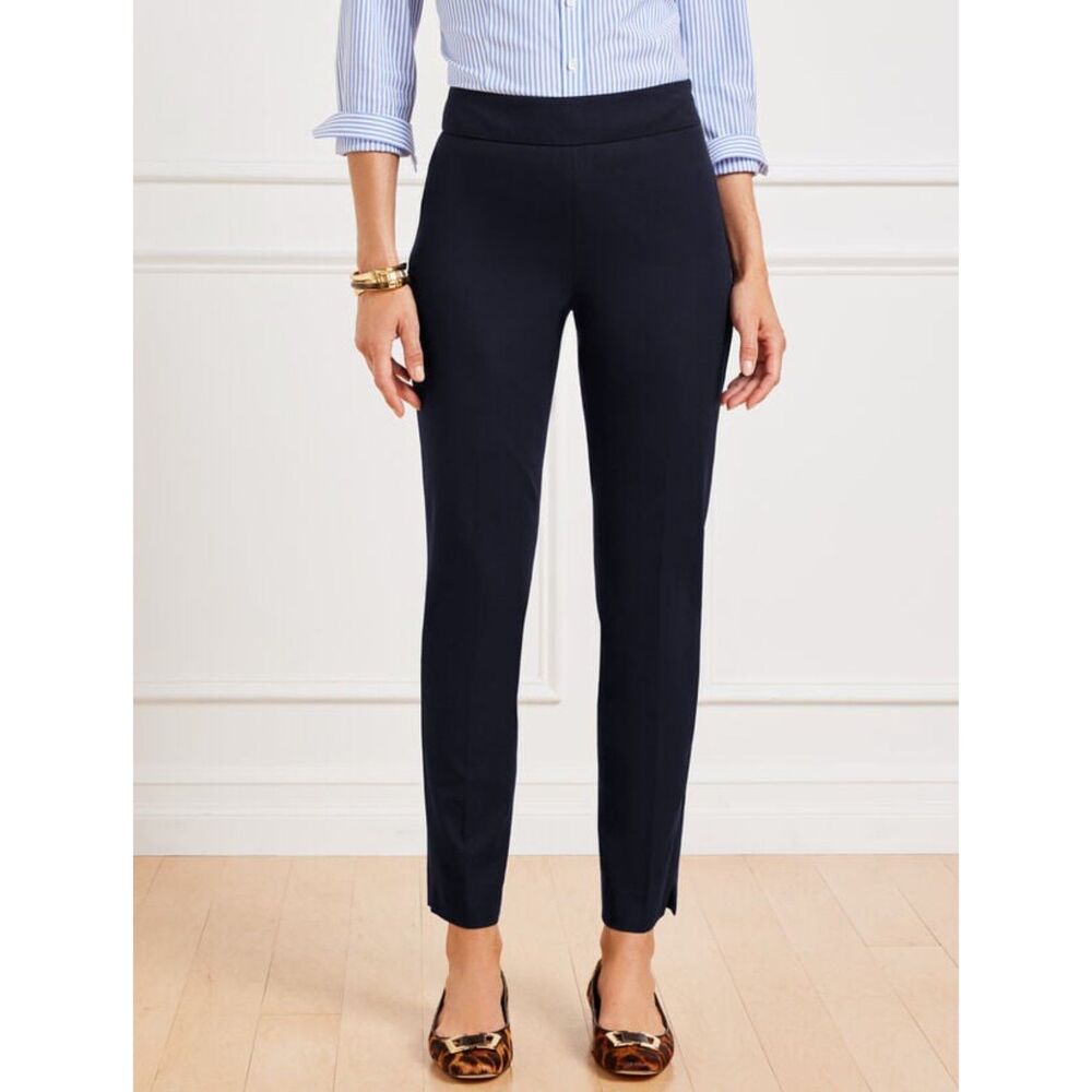 Talbots Women's Black Side-Zip Dress Pants Flat Front Straight Leg Size 14
